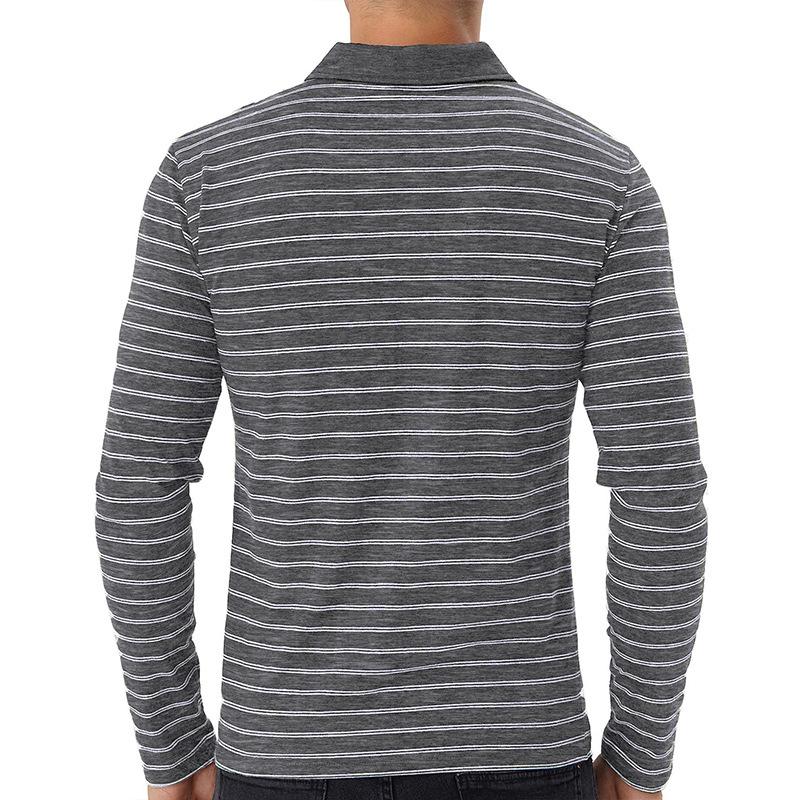 Men's high-end golf striped polo shirt t-shirt men's lapel Paul shirt long sleeve tops