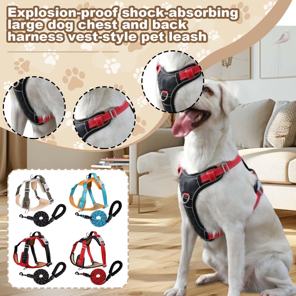 Oxford Cloth Dog Chest Explosion-proof Punching Large Dog Chest Vest Style Pet Leash