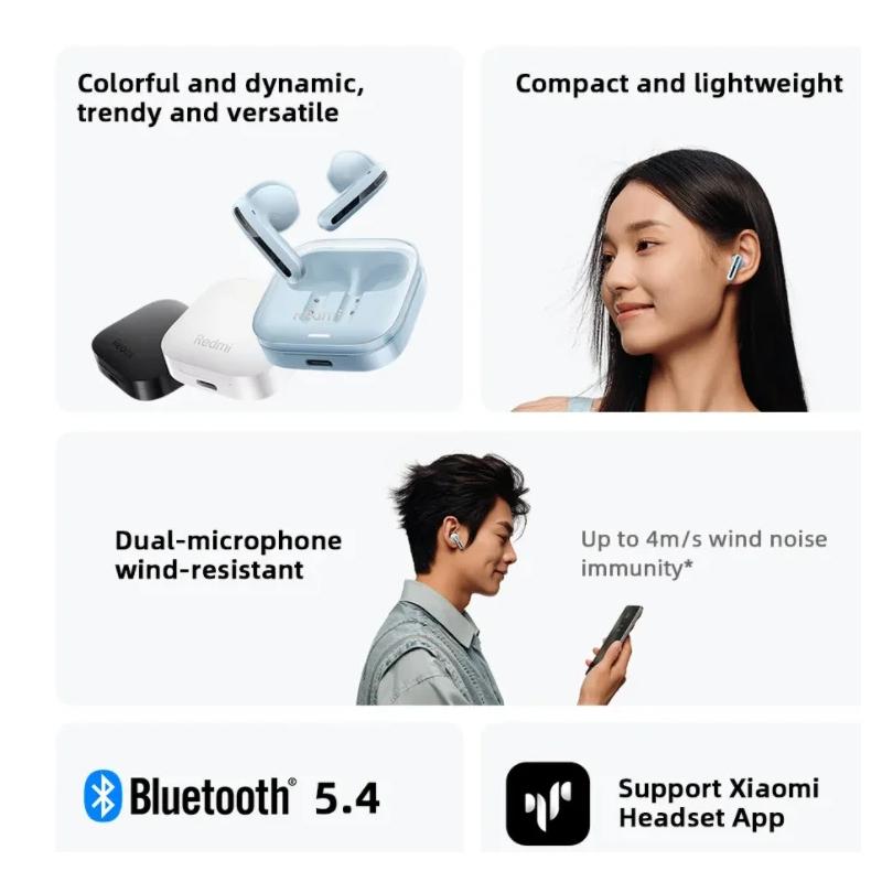 Xiaomi Redmi Buds 6 Active TWS ყურსასმენი Bluetooth უსადენო ყურსასმენი