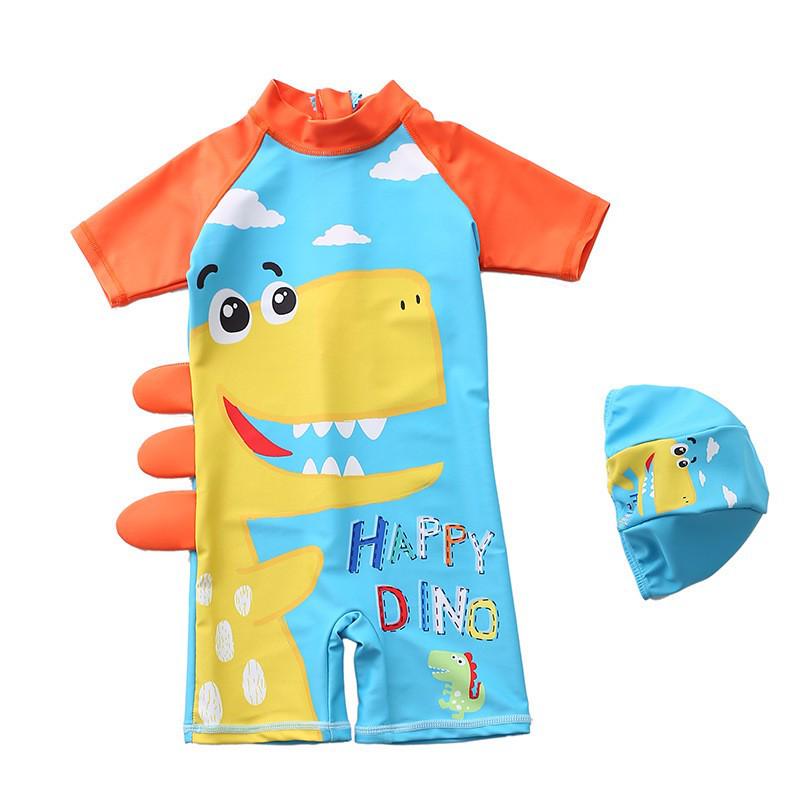 New Style European-American Boys  Dinosaur Color Block Swimwear Set - One-Piece & Two-Piece Options