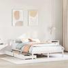 VidaXL Bed Frame with Drawers White 140x200 Cm Solid Pine Wood, Slatted Base, Double Bed Frame, Wooden Bed Frame 3301476