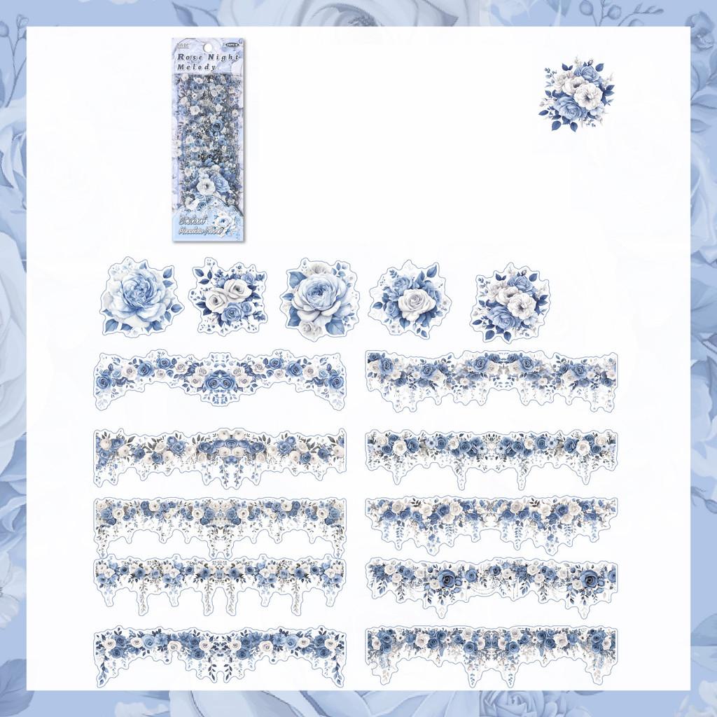 15 Pcs PET Long Floral Stickers Collage Embelishment Stickers for Card Making Scrapbook Materials Craft Daily Planner
