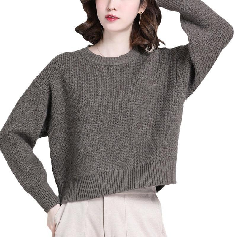 Small lazy short sweater women's loose casual top autumn and winter new knitted bottoming shirt