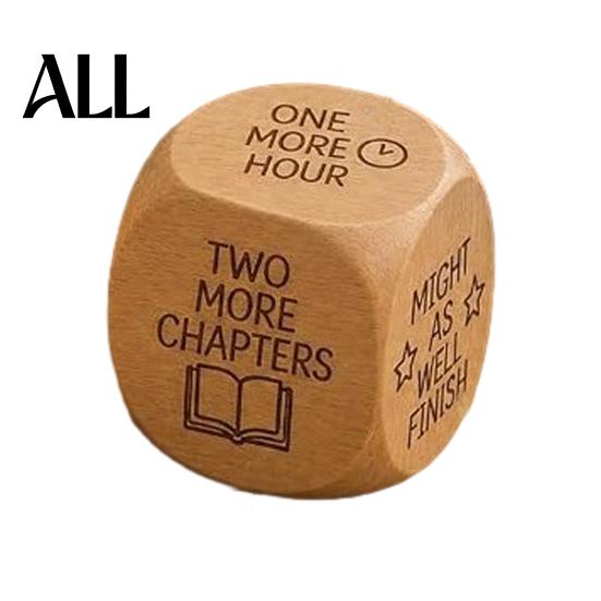 Book Club Reading Incentive Wooden Decision Dice, 6-Sided Wood Engraved Quotes Prompt, Natural Bookish Daily Habit Tool Charm, Fun Companion