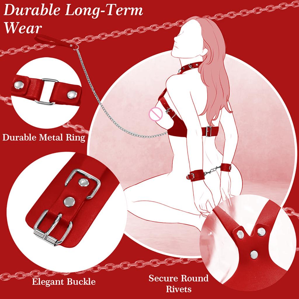 Bra Harness Handcuff Sex Fetish Toys SM Slave Collar Leash Open Bra Lingerie Couple Hand Restraint Erotic Games Sex Toy Kit