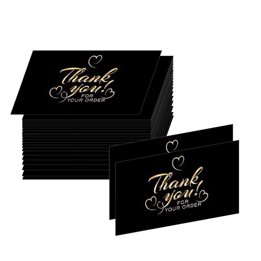 Black Handwritten Thank You Card for Birthday, Wedding, or Party Gift Packaging