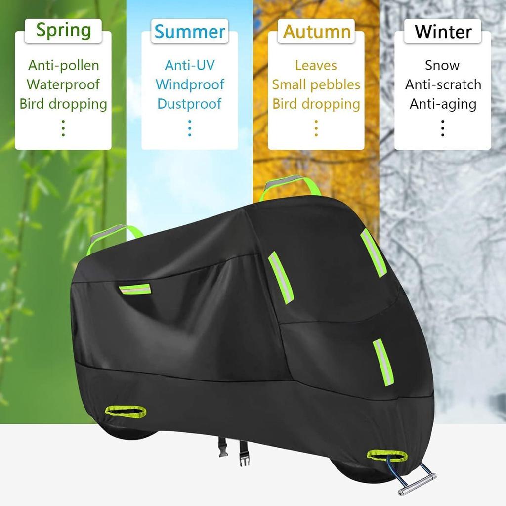 Cross-Border 210D Motorcycle Cover, Rain & Sunproof with Reflective Strips