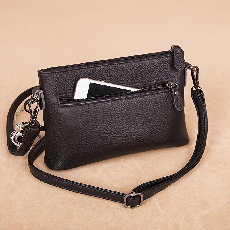 Leather Shoulder Purse with Removable Strap and Zipper Closure, Crossbody Bags for Women Solid Color, Simple Fashi Accessory