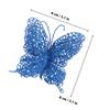 6pcs Sparkling Butterfly Flower Christmas Tree Drop Ornaments 8cm Butterfly Bows Gift Wraping Bowknot Ribbons Wedding Decoration