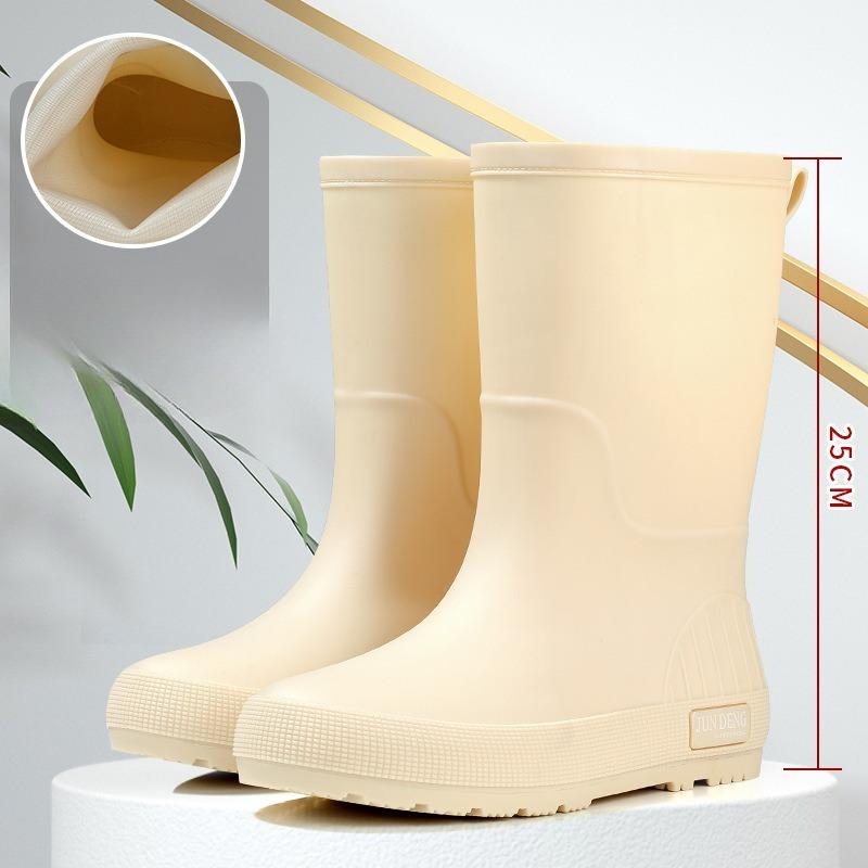 Mode Plus Samt Mittelhohe Damen Gummistiefel Regenstiefel Regenstiefel Outdoor Arbeit Rutschfest Wasserdicht Gummischuhe
