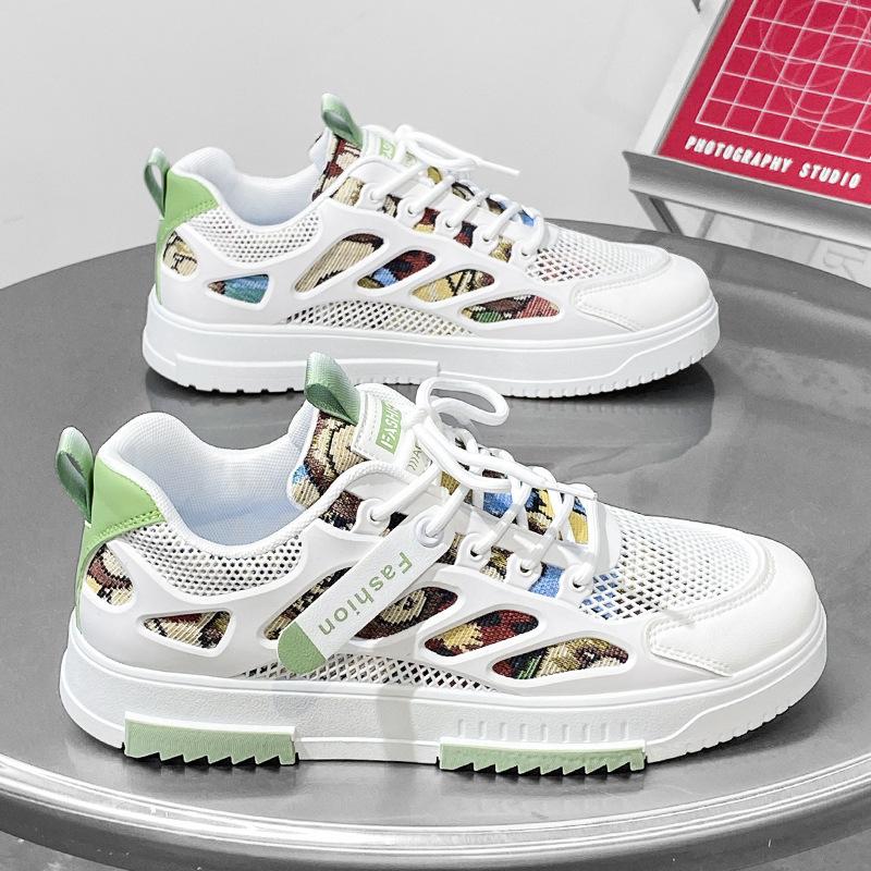 Men'S Shoes Breathable Mesh Shoes Casual Board Shoes Student Soft-Soled Sports Heightening White Shoes