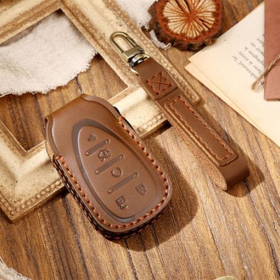 Leather Car Key Fob Cover Case For Chevrolet Cruze Malibu Equinox Camaro Trax