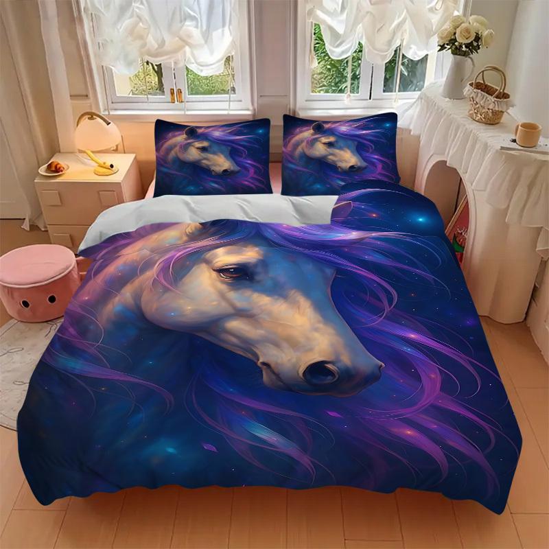 3pcs Celestial Horse Duvet Cover Set -Includes 1 Duvet Cover and 2 Pillowcases, No Quilt Core, All-Season Home Decor  Yy251111143