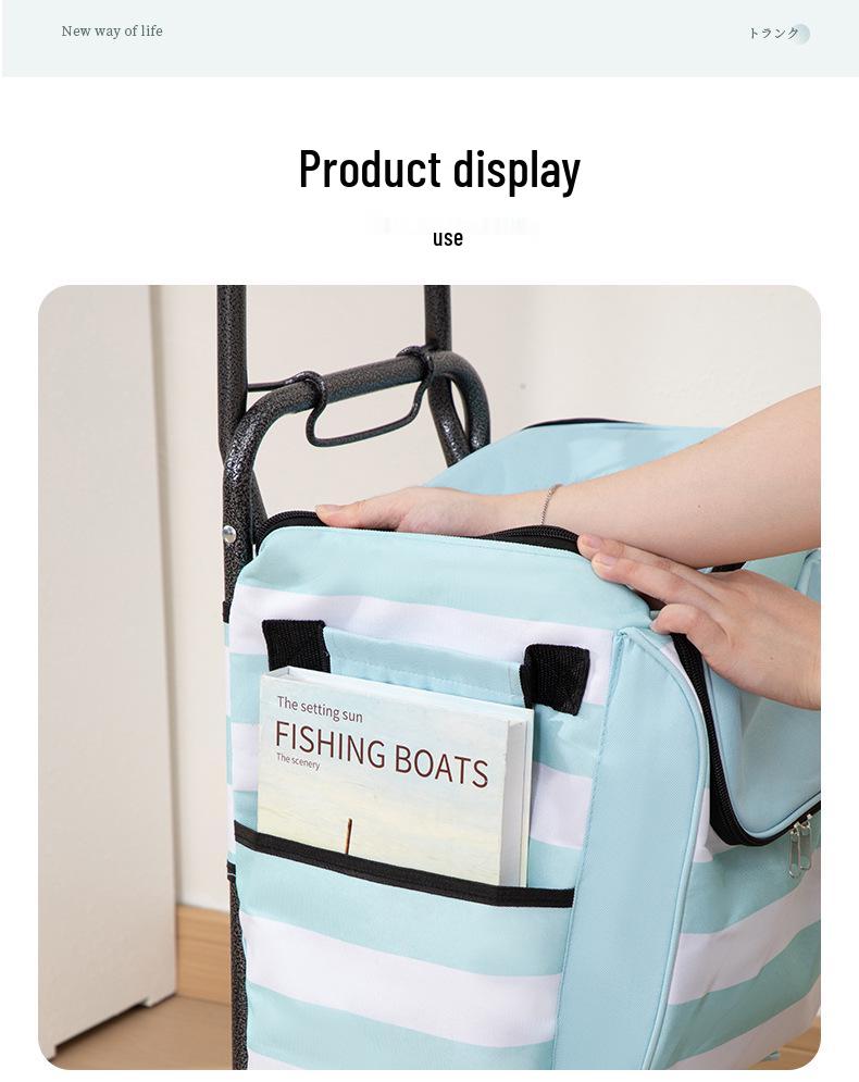 Lekki Składany Wózek na Zakupy z Wkładem Chłodzącym do Użytku na Zewnątrz i w Supermarkecie