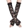 Long Lace Fingerless Gloves, Sheer Floral Arm Sleeves for Wedding & Cosplay