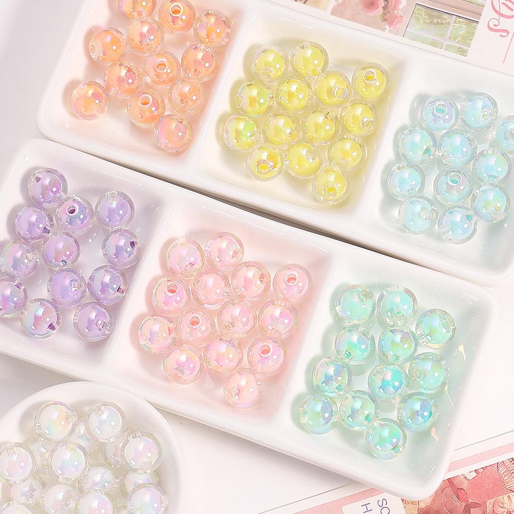 Iridescent Electroplated Acrylic Round Beads - DIY Jewelry Accessories