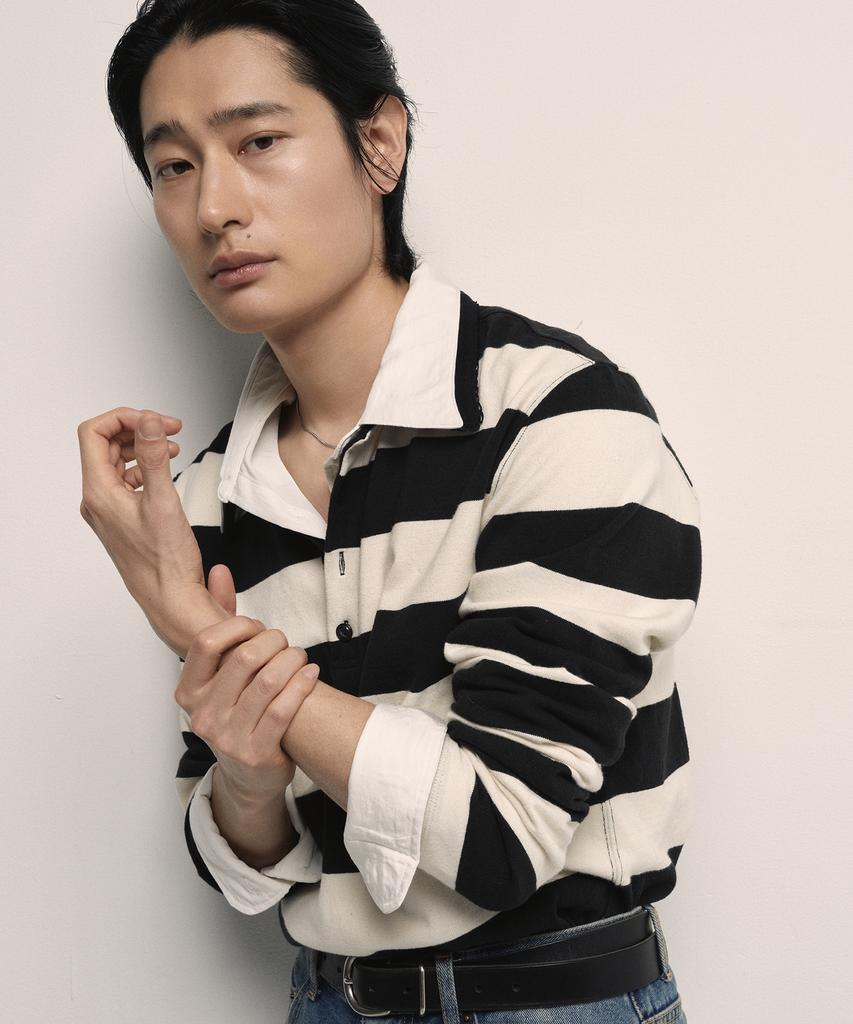 MURRA Salon Striped Rugby Shirt _ Black