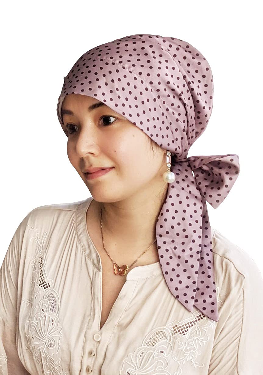 

MY Medical Care Hair Reversible Chocolat dot [KISS LIFE] Шляпа, Шляпа, Женская, Противораковый препарат, Тюрбан, Милая, Стильная, Выпадение, Рак, Шарф, (клубника