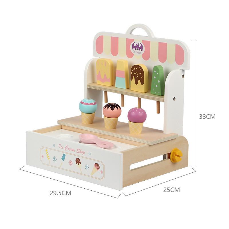 Children Wooden Ice Cream Toy Set Imaginative Play Motor Enhancement Skills