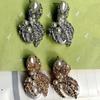 European & American Fashion Zinc Alloy Leaf Pearl Geometric Earrings for Women