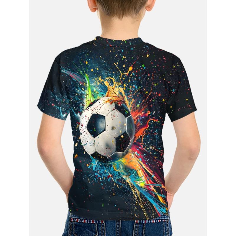 Barn T-shirt Bebis Pojkar Kläder Barn Fotboll Färg Splash Kläder T-shirt Toppskjortor Toppar Kortärmad koreansk pojkskjorta