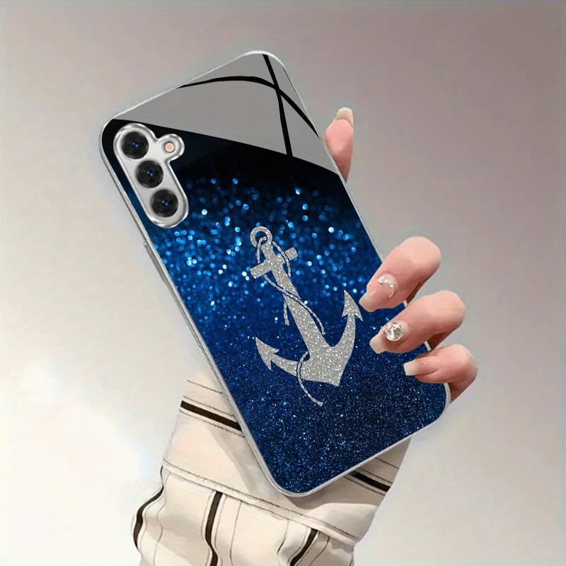Creative anchor hook pattern glass phone case suitable for Samsung Galaxy S26 S25 S24 S22 S21 S20 FE/Ultra/Plus anti drop