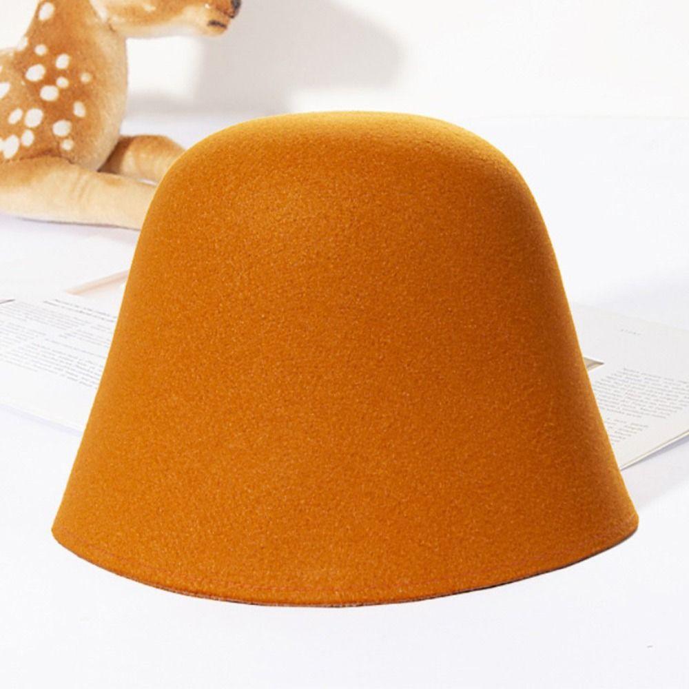 Wool Wool Fisherman Hat Solid Color Panama Hat Beanies Warm Caps  Women