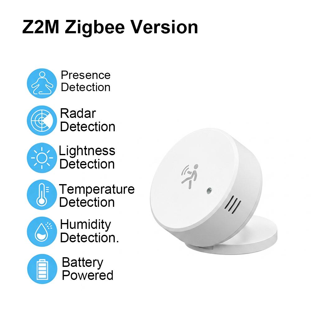 Tuya ZigBee 24GHz mmWave Radar Human Presence Sensor Motion Detector With Temperature Humidity Brightness Sensor Support HA Z2M Z2M Zigbee Version