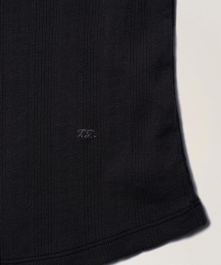 TTUDEMENT Eyelet Henley T-Shirt_Charcoal