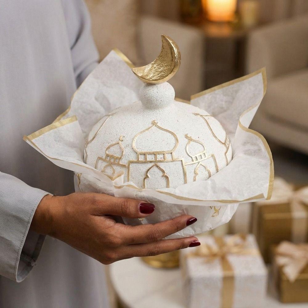 Resin Castle Figurine Storage Box Handmade Decorative Food Serving Tray Middle Eastern Style Ramadan Ornaments for Living Room