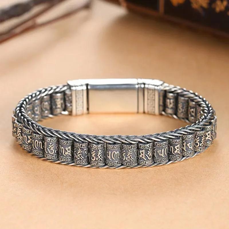 Traditionell tibetansk buddhism Sex tecken Ordspåk Armband Sex ord Mantra Armband för Män Lyckoamulett Armband VJewelry Gåva