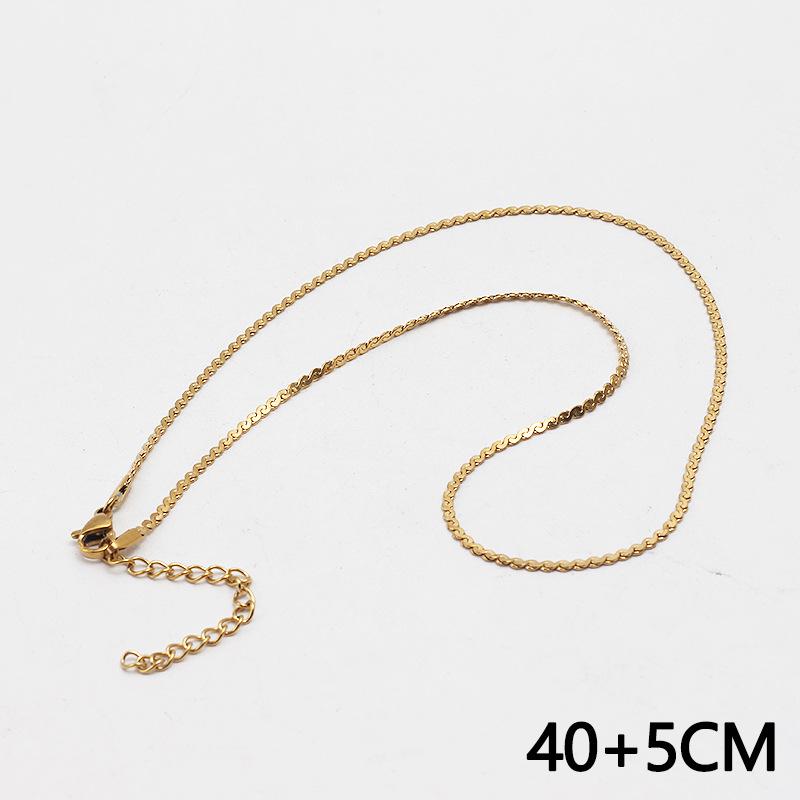 18K Gold Stainless Steel Electroplated Necklace with Round Bead and Lips Chain for DIY Jewelry.