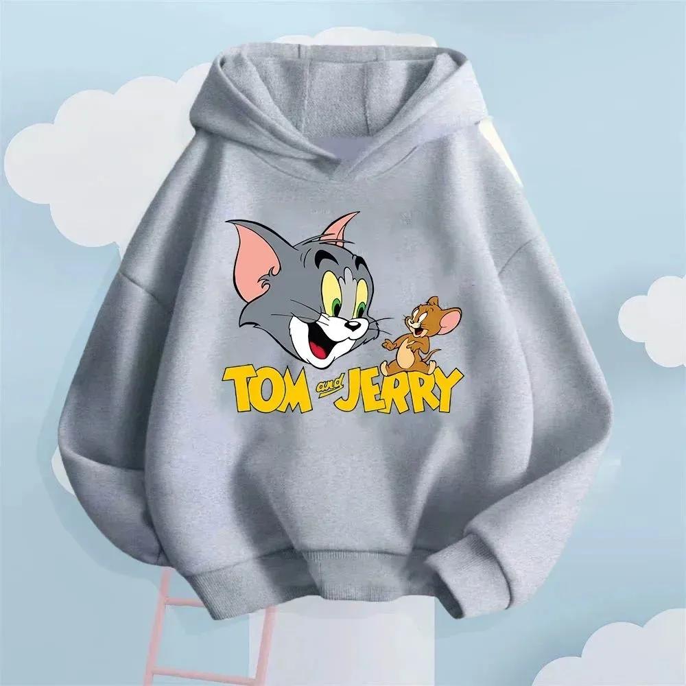 2026 Kids Hoodie 4 To14 Y Tom Tom Jerry Pullover Cartoon Children Hoodie Boys Girls Teen Spring Autumn Style Pullover