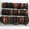 20pcs /Lot Handmade Retro Vintage Leather Cuff Bracelets Colorful Bangle Jewelry For Women Men Mix Styles Adjustable Party Gifts