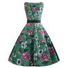 Summer New Retro, One-word Neck Sleeveless Print Pendulum Dress