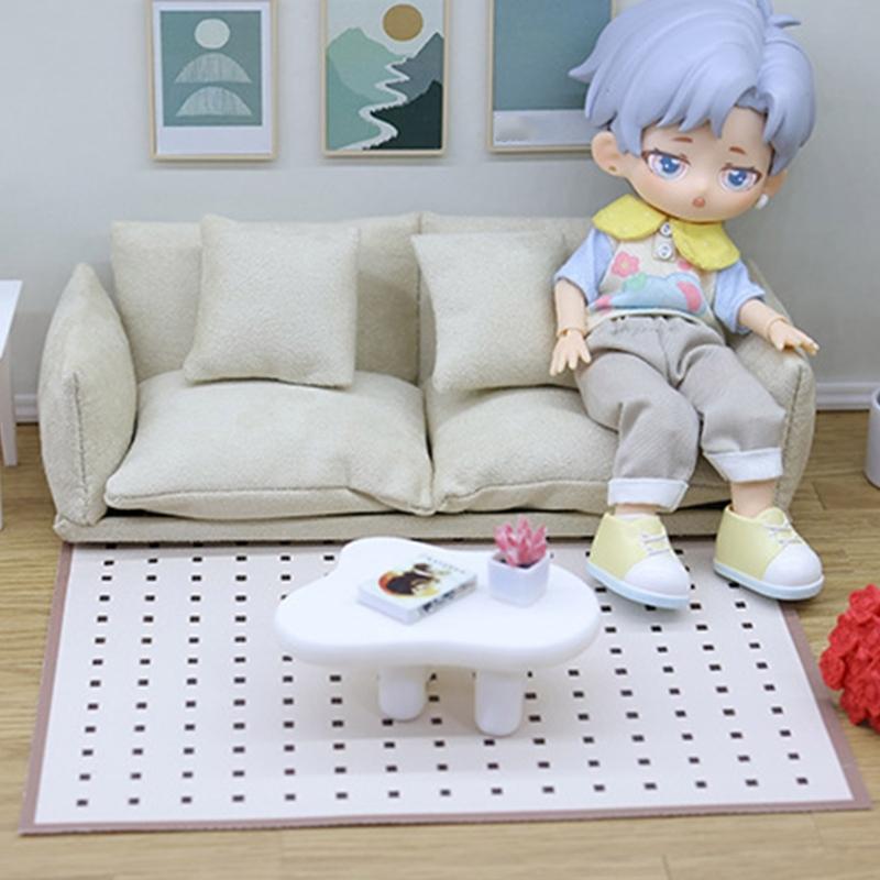 1/12 Scale Couch Model Modern Miniature Sofa Realistic Wooden Dollhouses Furniture For Bedroom Living Room