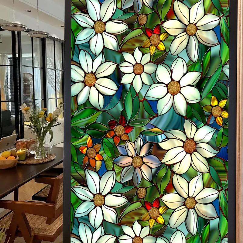3D Laser Recyclable Window Privacy Film No-glue Window Film Decorative Protection Static Cling Stained Glass Home Sticker