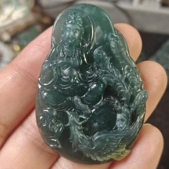 Phoenix Guanyin Jade Pendant A-Grade Natural Wear for Men & Women