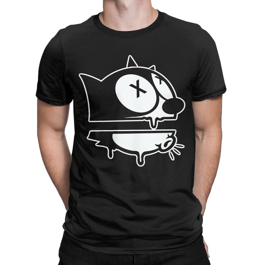 T-shirt à Manches Courtes Imprimé Graphique pour Hommes Femmes F-Felix le Chat Dessin Animé 100% Coton Vêtements T-shirts