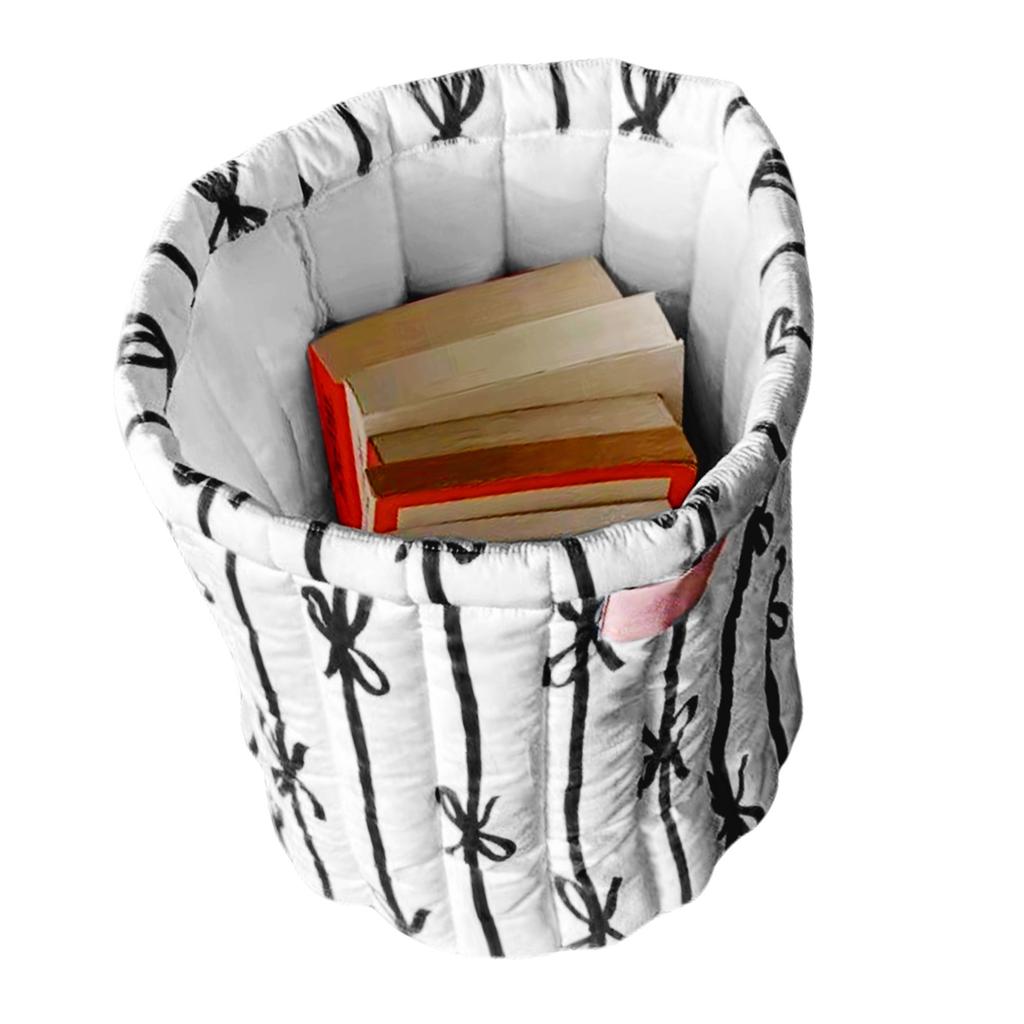 Panier de Rangement Rond Matelassé Pratique avec Élégants Motifs de Nœuds Papillon Pratique pour l'Organisation de la Chambre ou de la Salle de Bain