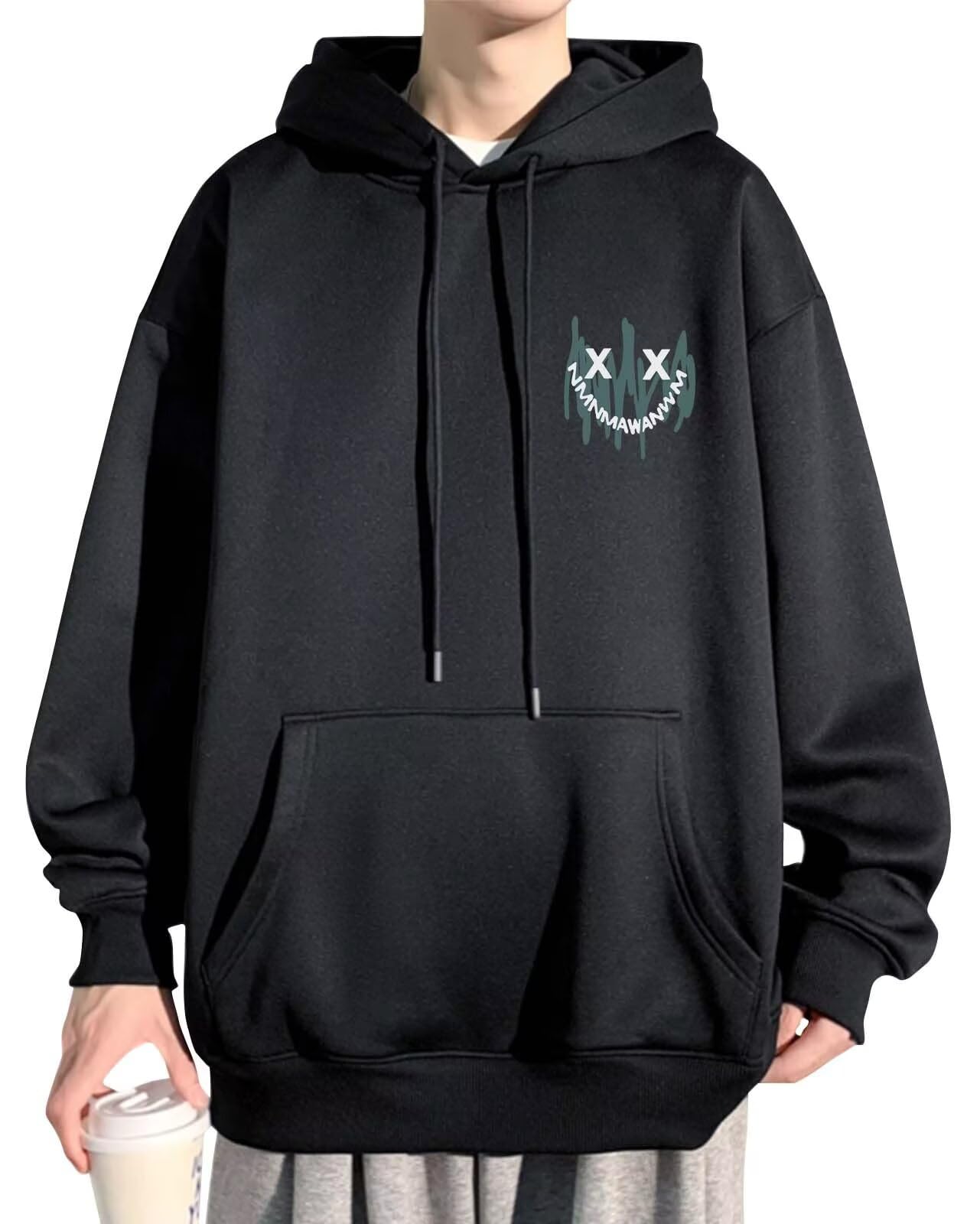 

Bligo Plus Size Solid Loose Long Smiley Cute Korean Long Perfect for and Men s Hoodie, Color, Simple, Fit, Sleeves, Popular, Print, Fashionable,