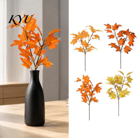 Fake Fall Leaves for Floral Arrangements Artificial Maple Leaf Stems, Faux Branches, Autumn Silk Bendable Stems DIY Projects Thanksgiving Harvest