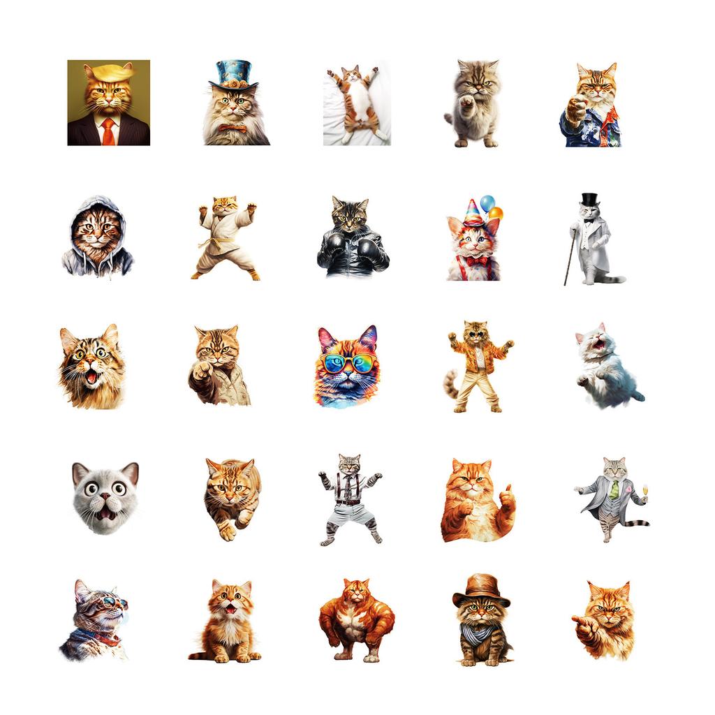 50 Śmieszne Seria Koci Człowiek Strój Fitness Kot Kot Mięśniak Kot Modny Osobowość Kreatywne Naklejki Dekoracyjne