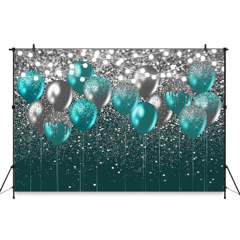 Gray Flash Blue Balloon Diamond Theme Banner Background, Children's Birthday Party, Home Decoration Photography Background Cloth