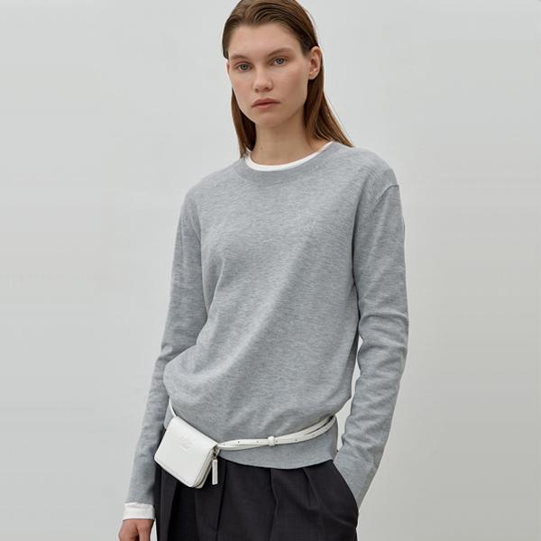 Atelier Nine Essential Overfit Round Neck Knit(T-6784) Blue/Free