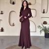 European and American Women's Clothing Autumn New V-neck Single-breasted Dress Slim-fitting Long-sleeved Dress