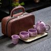 Purple Porcelain Ru Kiln Tea Set 2025 New Tea-making Special Household Small Tea Table a Complete Set of Light Luxury High-end