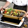 Rectangular Golden Stainless Steel Baking Tray Cake Bread Pans Seafood Plate Grilling Trays Kitchen Baking Tool