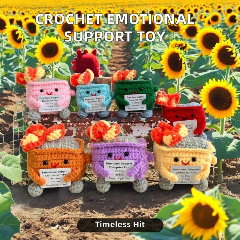 Crochet Dumpster Fire Emotional Support Dumpster Fire Support Coworker Positive Crochet Dumpster Fire Knitting Doll Toy Gifts