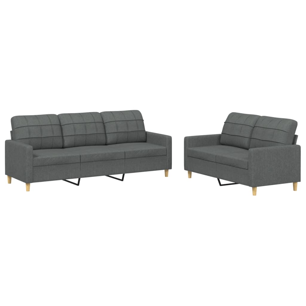 Vidaxl 2-Piece Lounge Set, Fabric Upholstered, Dark Grey